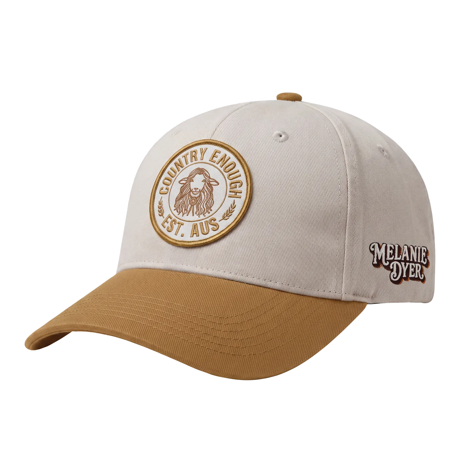 Tan and White Patch Logo Hat